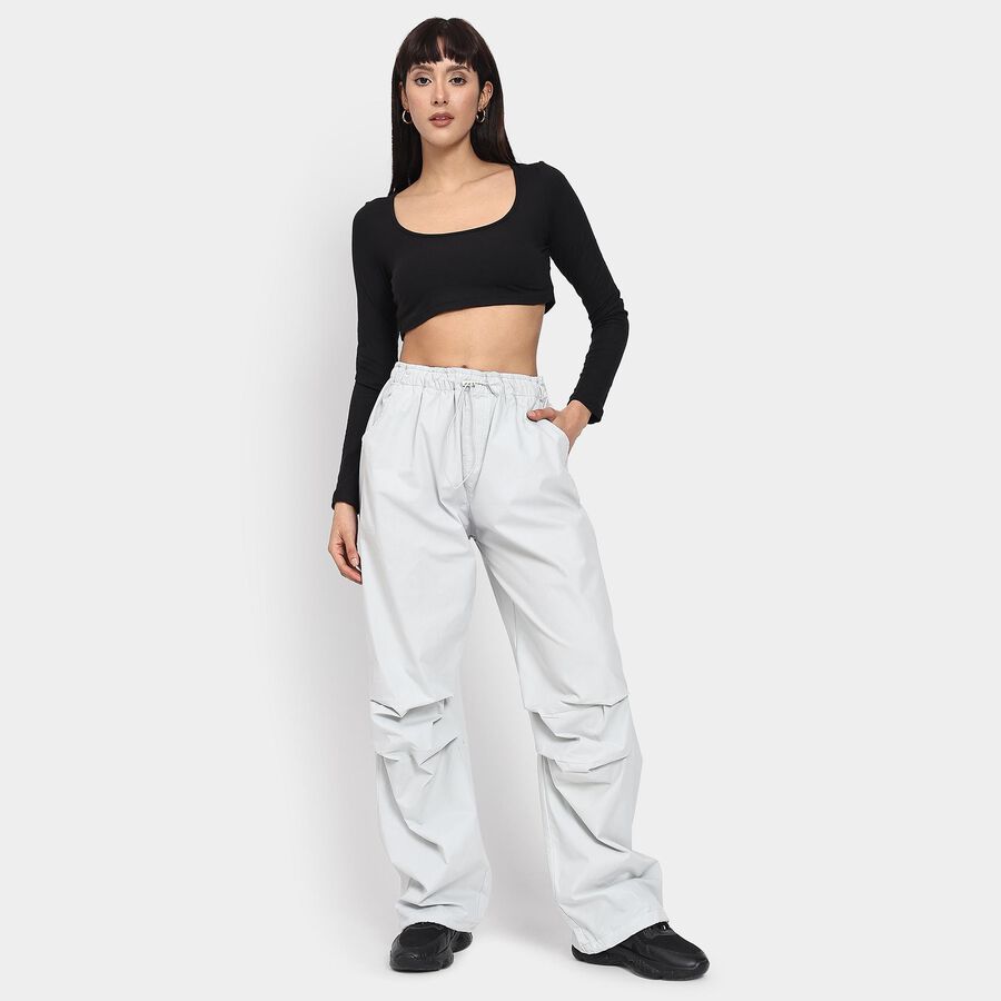 Ladies' 100% Cotton Trousers , हल्का ग्रे, large image number null