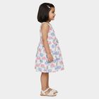 Girls' White Floral Printed Fit and Flare Frock, ऑफ व्हाइट, small