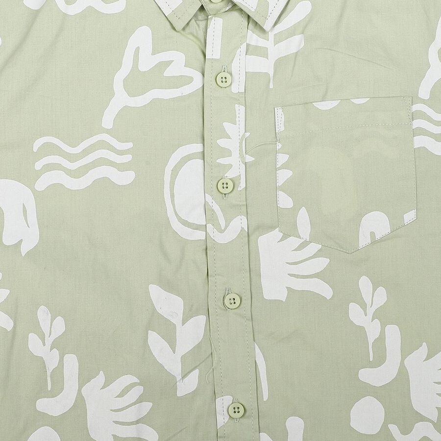 Boys Mint Green Cotton Regular Fit Casual Shirt, हल्का हरा, large