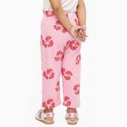 Girls' Soft Pink Floral Printed Cotton Blend Pyjama, हल्का गुलाबी, small image number null