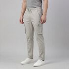 Men's Silver Slim Fit Casual Trousers, Silver, small