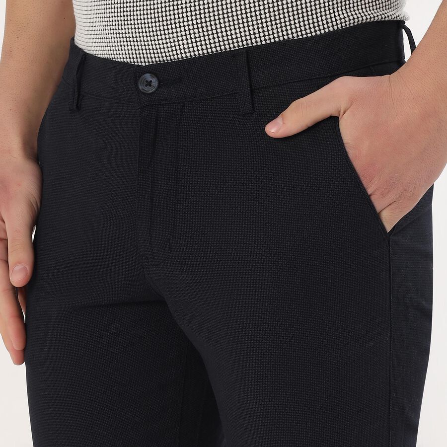 Men's Slim Fit Casual Trousers, Navy Blue, large