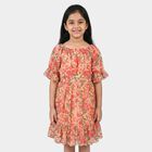 Girls Pink Off Shoulder Fit and Flare Dress, गुलाबी, small