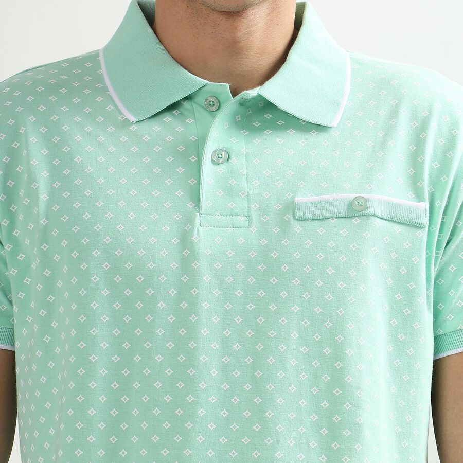 Men's 100% Cotton Collared Half Sleeves T-Shirt, एक्वा, large image number null