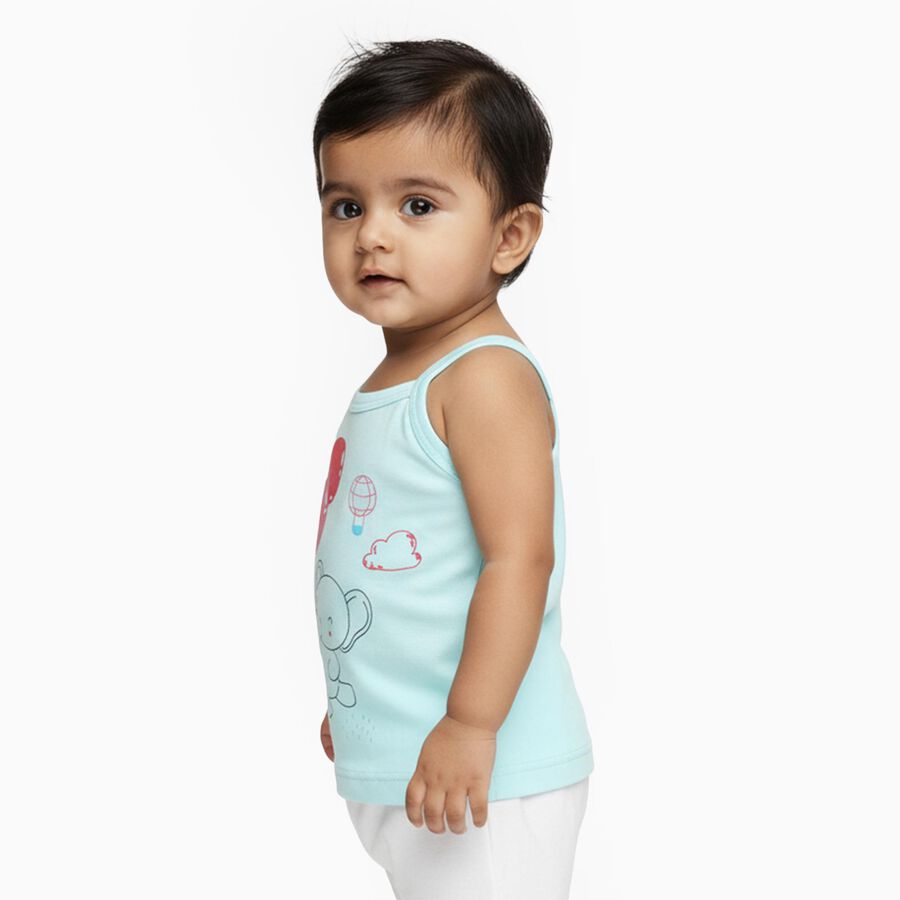 Infants' Light Aqua Blue Cotton Square Neck Casual Vest, Aqua, large image number null