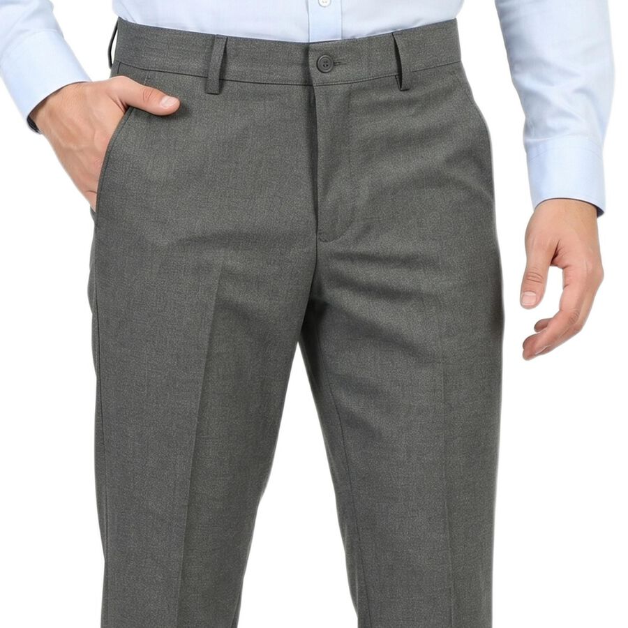 Men's Grey Slim Fit Formal Trousers, हल्का ग्रे, large