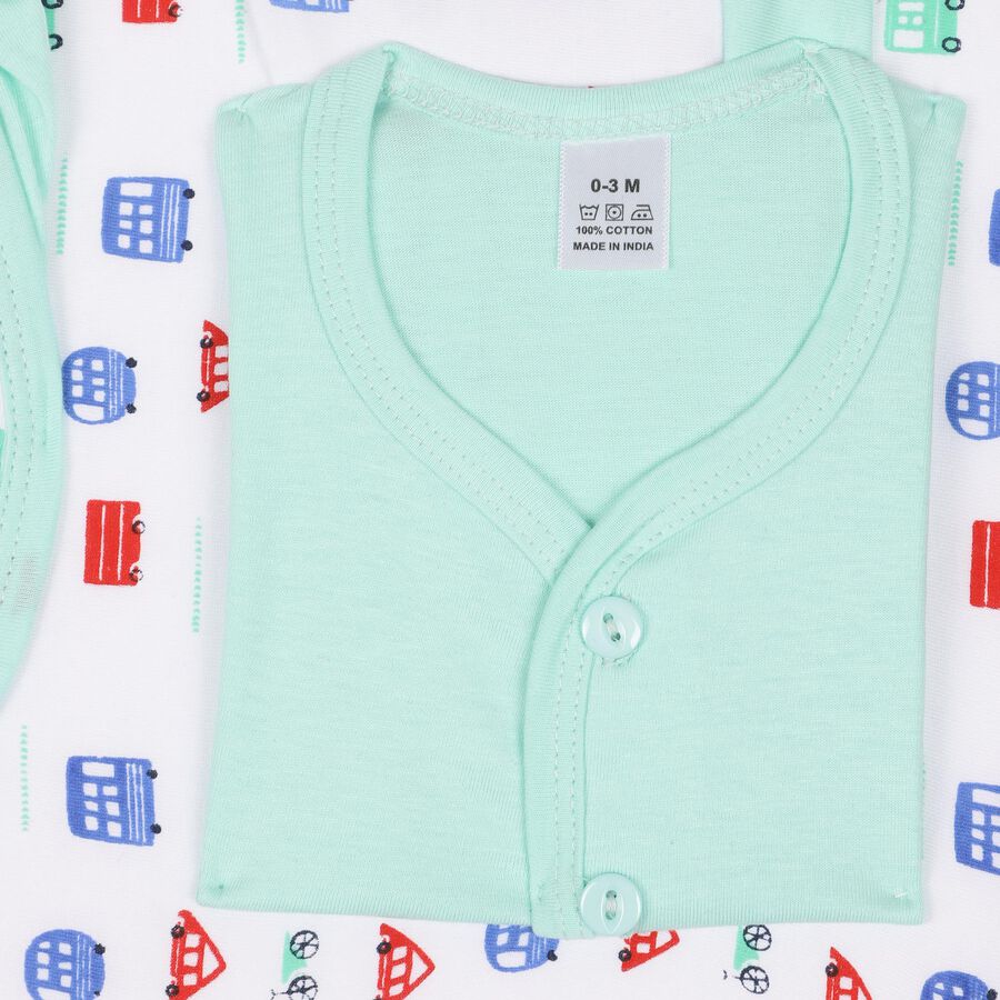 Infants' Cotton Gift Set 5 Pc&nbsp;Gift&nbsp;Set&nbsp;(Top, Shorts, Sheet, Cap, Bib), Light Green, large