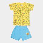 Infants Cotton Printed Baba Suit, Mid Blue, small image number null