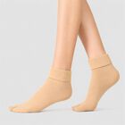 Women's Beige Regular Fit Toe Pack of 2 Socks, Beige, small