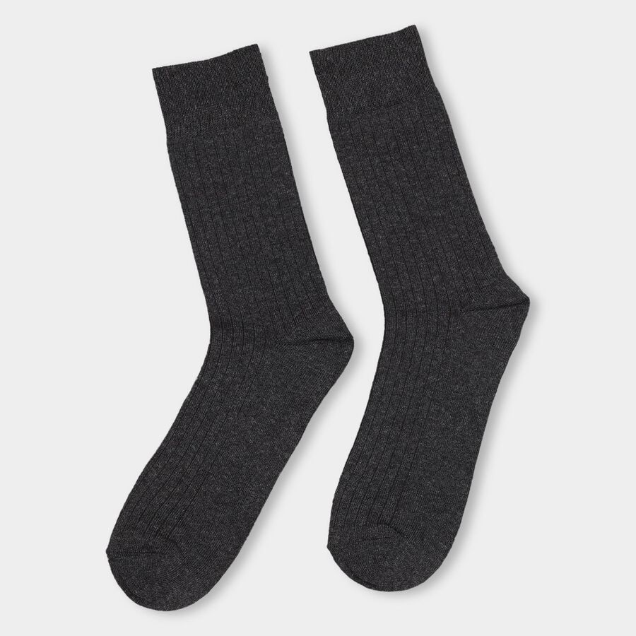 Men's Charcoal Gray And Deep Brown Crew Length Formal Socks, Brown, large image number null