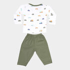 Infants Cotton Printed Baba Suit, Olive, small image number null