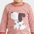 Infants' Coral 100% Cotton Round Neck Striped Baba Suit, Coral, small