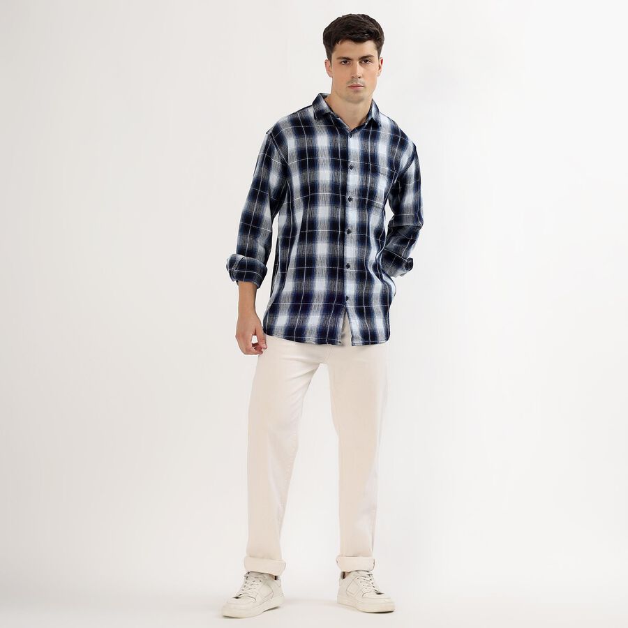 Men's Deep Midnight Navy Blue Classic Casual Shirt, नेवी ब्लू, large image number null