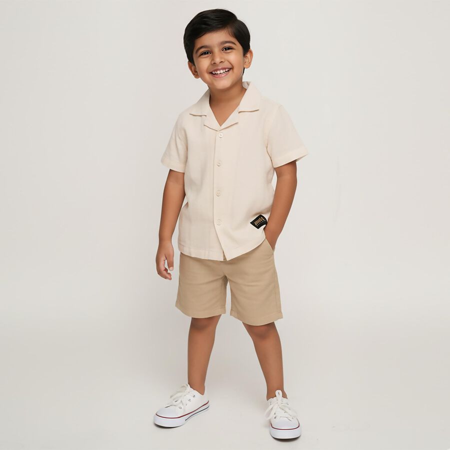 Boys' 100% Cotton Casual Shirt, Off White, large image number null