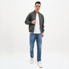 Men's Dark Olive Green Ribbed Bomber Jacket, गहरा हरा, small image number null