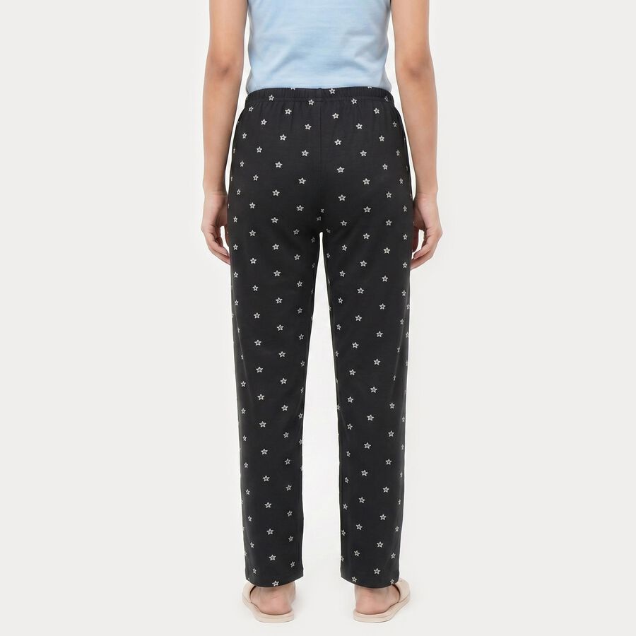 Women's Dark Grey Straight Fit Star Printed Pyjama, Dark Grey, large