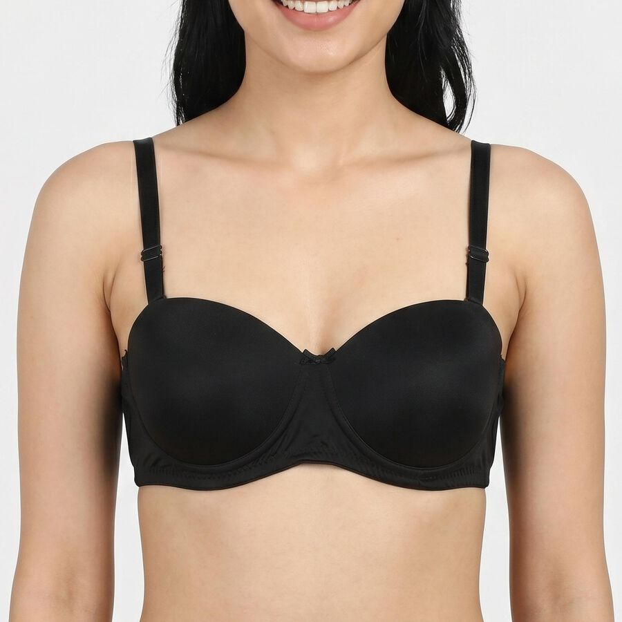 Women's Black Regular T-Shirt Bra, Black, large