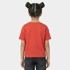 Girls Red Round Neck Casual T-Shirt, Red, small