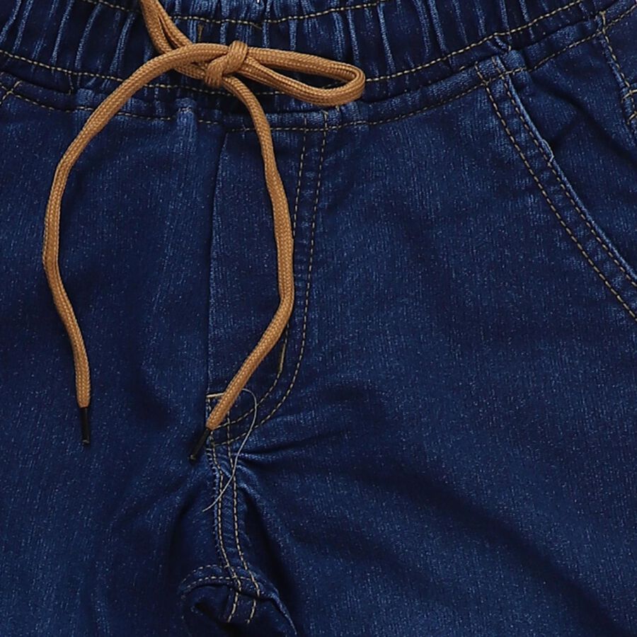 Boys' Blue Regular Fit Stretchable Jeans, गहरा नीला, large
