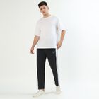 Men's Charcoal Black Tapered Fit Side-Panel Track Pants, Charcoal, small