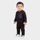 Infants' Brown Round Neck Graphic Baba Suit, Brown, small