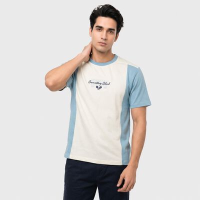 Men's Light Blue Round Neck Regular T-Shirt