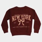 Girls' Wine Crew Neck Pullover Sweatshirt, Wine, small