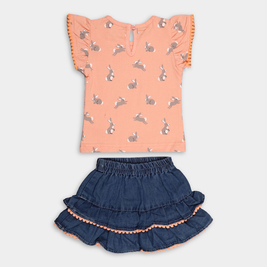 Infant Girl's Top Skirt, पीच, large image number null