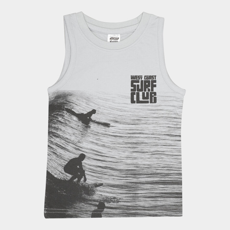 Boys Round Neck T-Shirt, Light Grey, large image number null