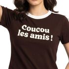 Women's Wine Cotton Blend Round Neck Regular T-Shirt, वाइन, small