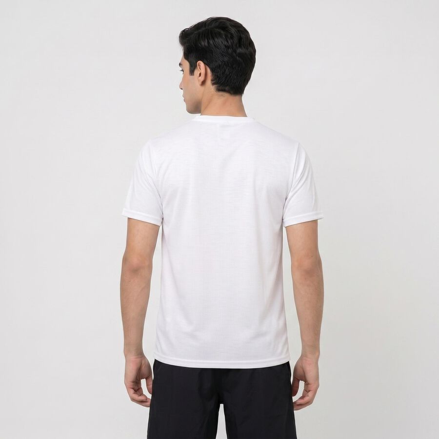 Men's White Round Neck Regular Drifit T-Shirt, Off White, large