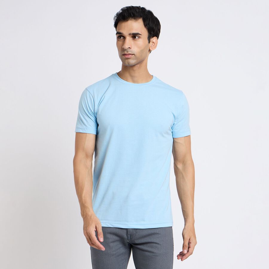 Men's Round Neck Half Sleeves T-Shirt, Sky Blue, large image number null
