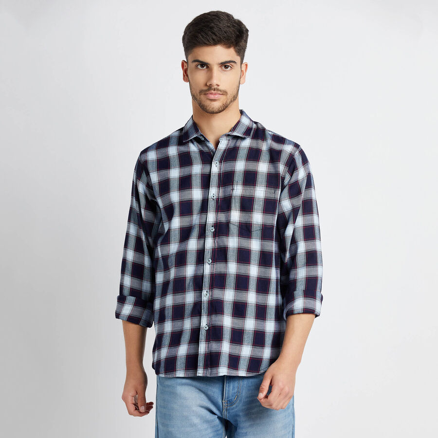 Checks Casual Shirt, Dark Blue, large image number null