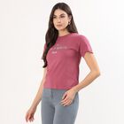 Women's Bright Purple Cotton Round Neck Casual T-Shirt, बैंगनी, small