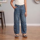 Girls Blue Cargo Fit Utility Pocket Jeans, Mid Blue, small