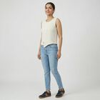 Women's Off-White Round Neck Casual Top, Off White, small