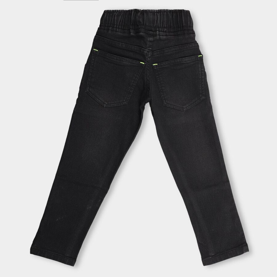 Boys' Jet Black Slim Fit Jogger Jeans, Black, large image number null