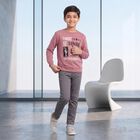 Boys' Pink Crew Neck Graphic Print Sweatshirt, गुलाबी, small