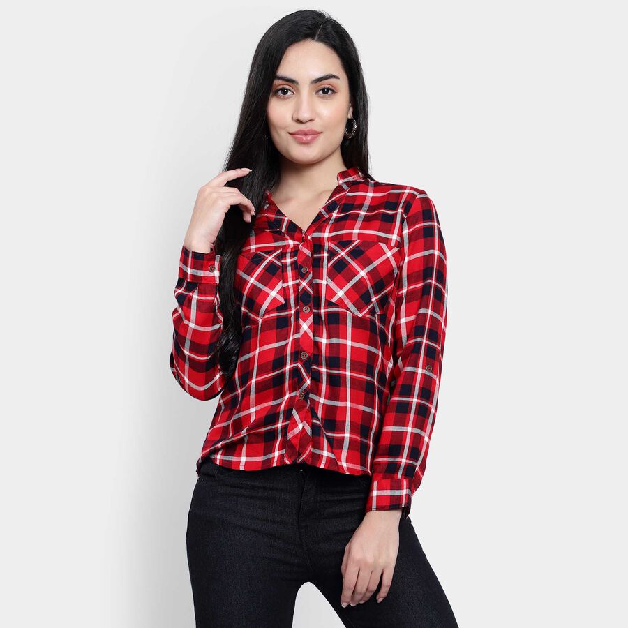Checks Shirt, लाल, large image number null