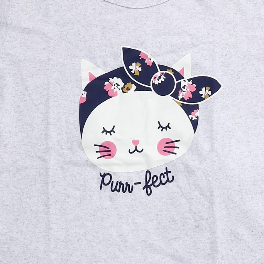 Girls Grey Cotton Casual Top and Capri Set, मिश्रित मध्यम ग्रे, large