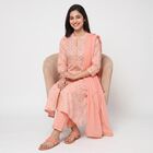 Women's Light Pink Cotton Mandarin Collar Printed Straight Kurta, हल्का गुलाबी, small