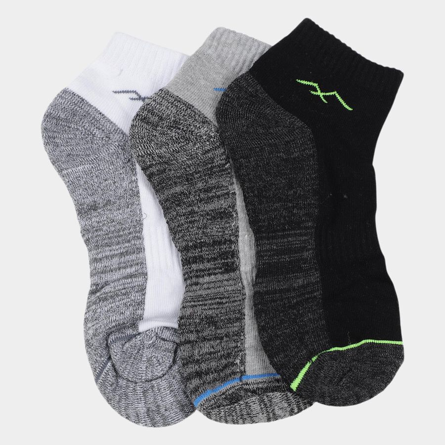 Men's Multicolour Regular Fit Ankle Length Socks Pack of 3, Black, large