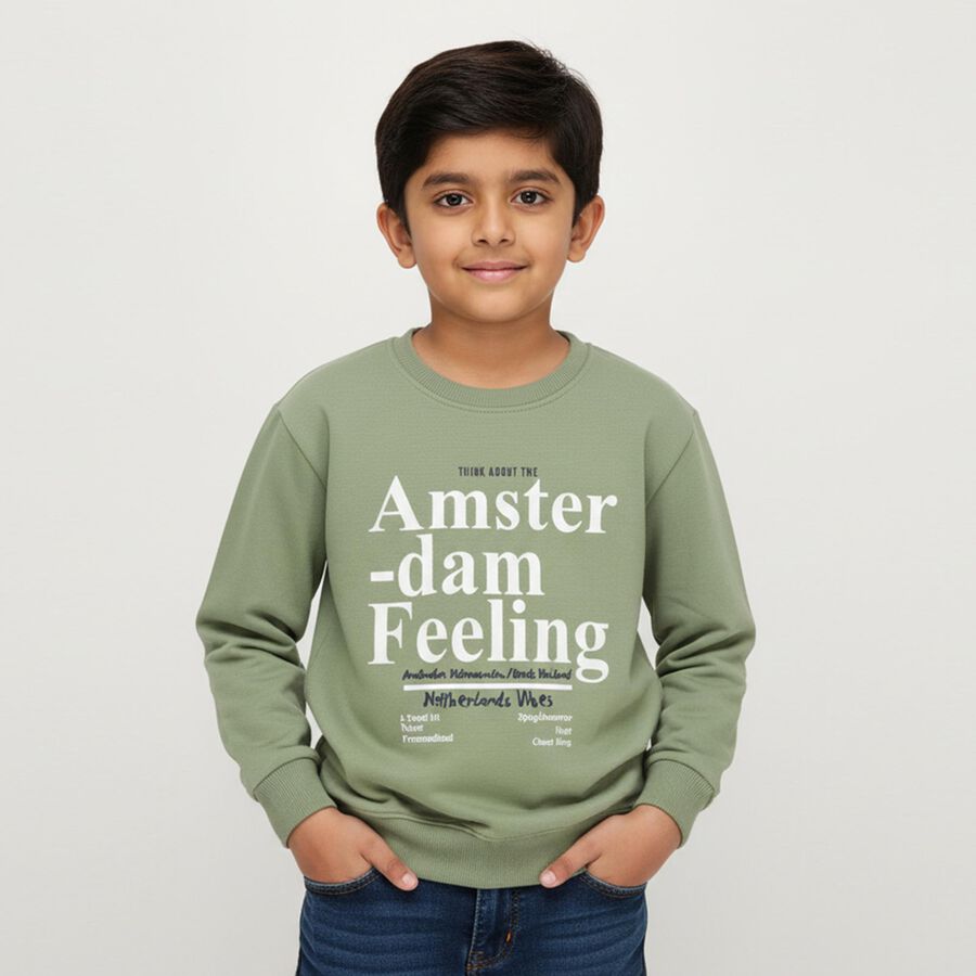 Boys' Sweatshirt, हल्का हरा, large image number null