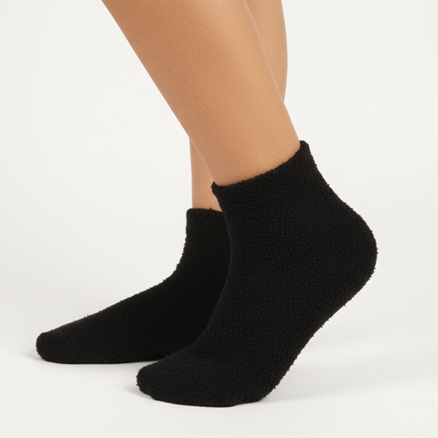 Women's Jet Black Regular Fit Ankle-Length Socks, काला, large image number null