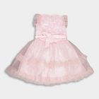 Girls' Soft Pink Sequined Floral Party Wear Frock, हल्का गुलाबी, small image number null