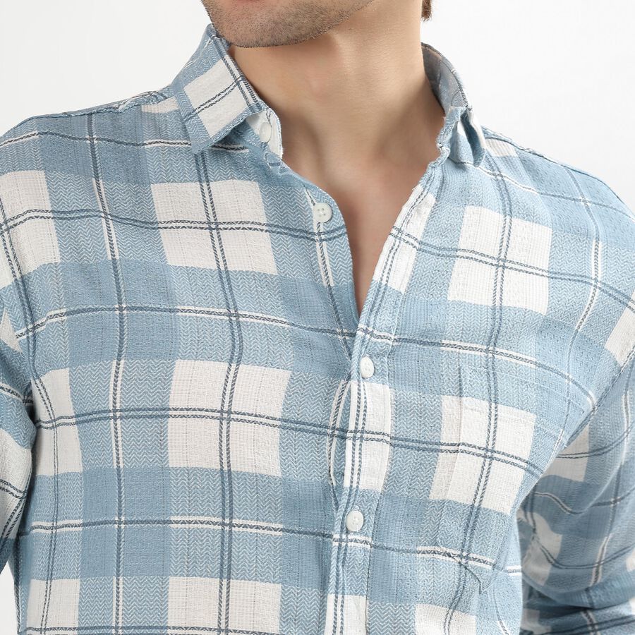 Men's Light Blue Cotton Regular Collar Casual Shirt, Light Blue, large image number null