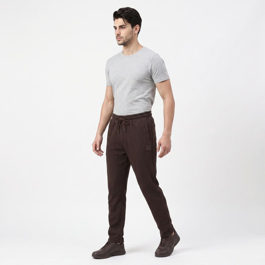 Men's Brown Slim Fit Track Pants, भूरा, large