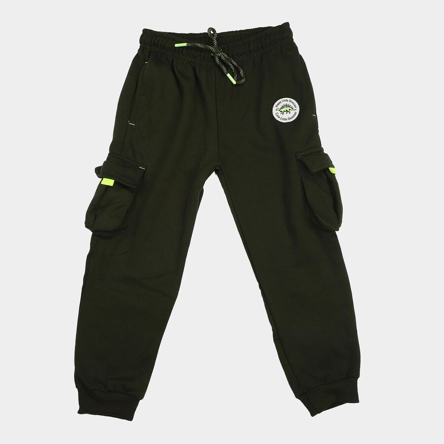 Boys' Olive Green Jogger Dinosaur Badge Cargo Pyjama, Olive, large
