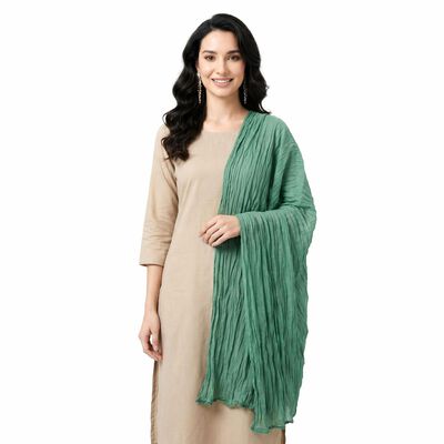 Women's Green Solid Dupatta