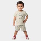 Infants' Grey Cotton Round Neck Zebra Graphic Print Baba Suit, Light Grey, small